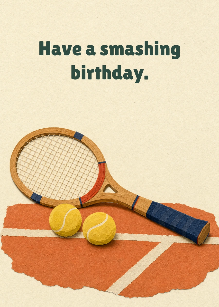 Personalized Birthday on the Court Greeting Card front with example wording: Have a smashing birthday.