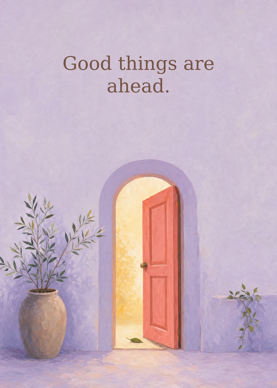 The Door Is Open greeting card artwork: Good things are ahead.