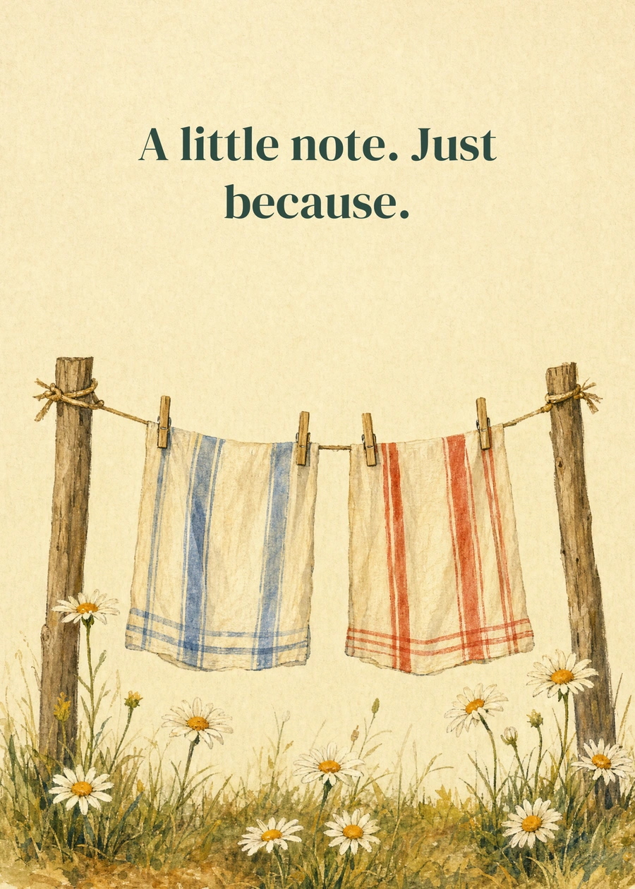 Personalized An Ordinary Lovely Day Greeting Card front with example wording: A little note. Just because.