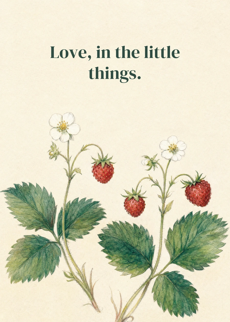 Love, Growing Wild greeting card artwork: Love, in the little things.