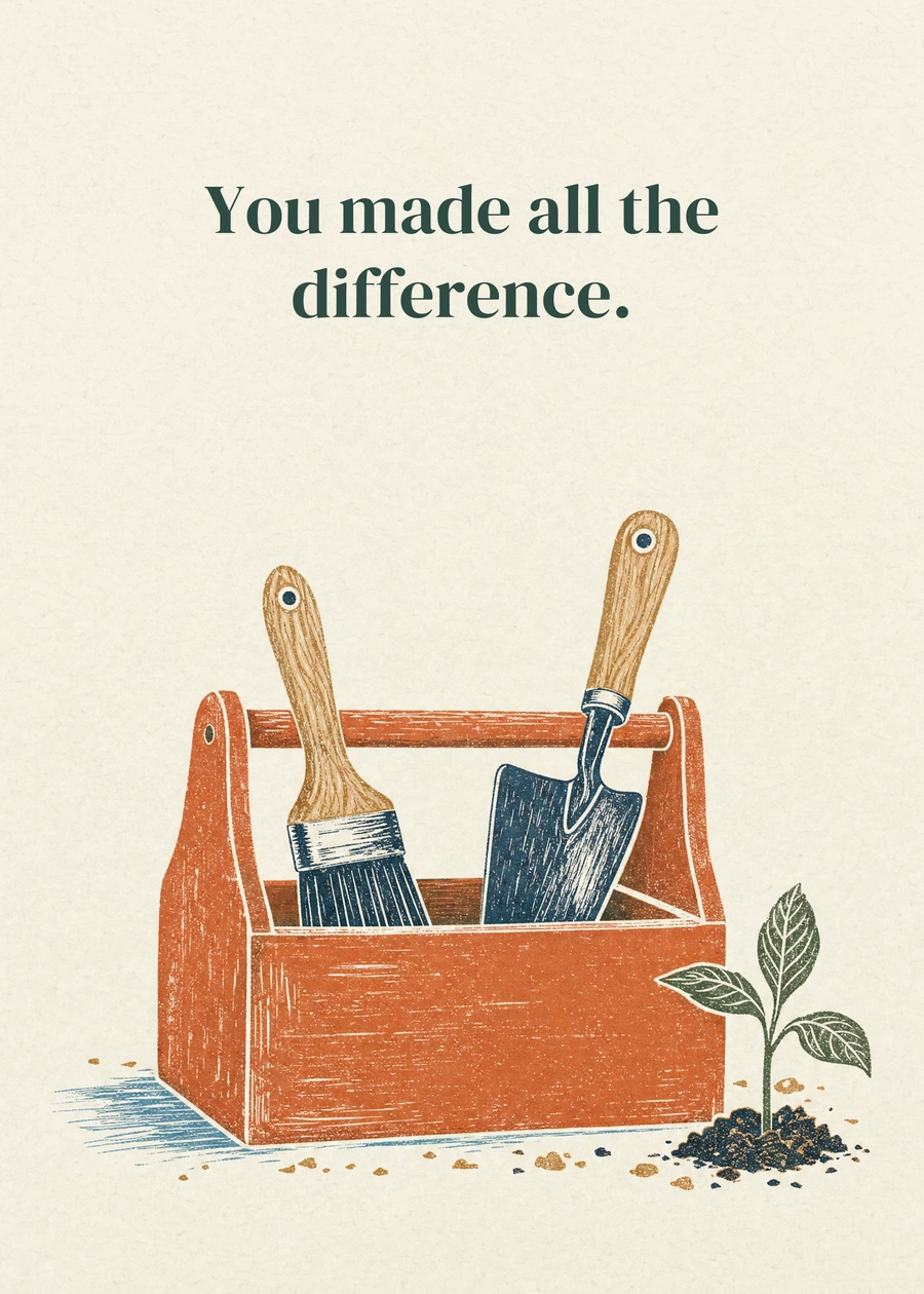 Personalized A Little Help Goes Far Greeting Card front with example wording: You made all the difference.