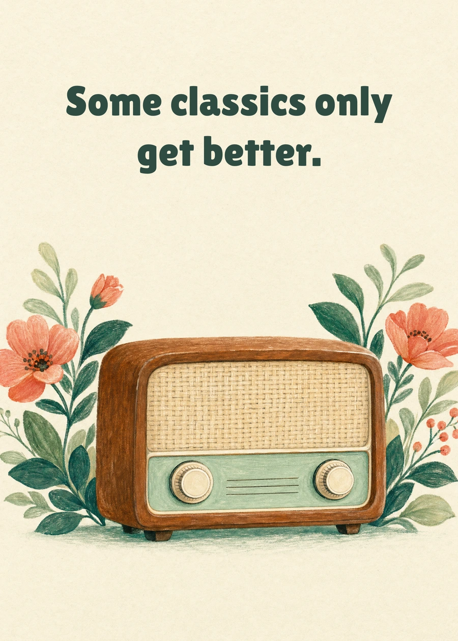 Personalized Grandpa's Favorite Tune Greeting Card front with example wording: Some classics only get better.
