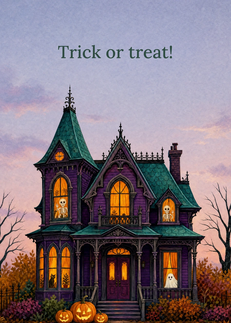 The Halloween Manor card design