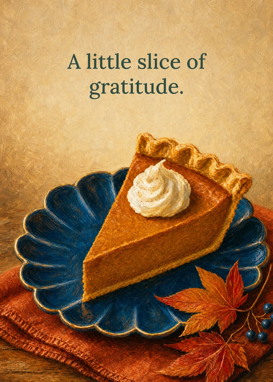 A Little Slice of Thanks greeting card artwork: A little slice of gratitude.