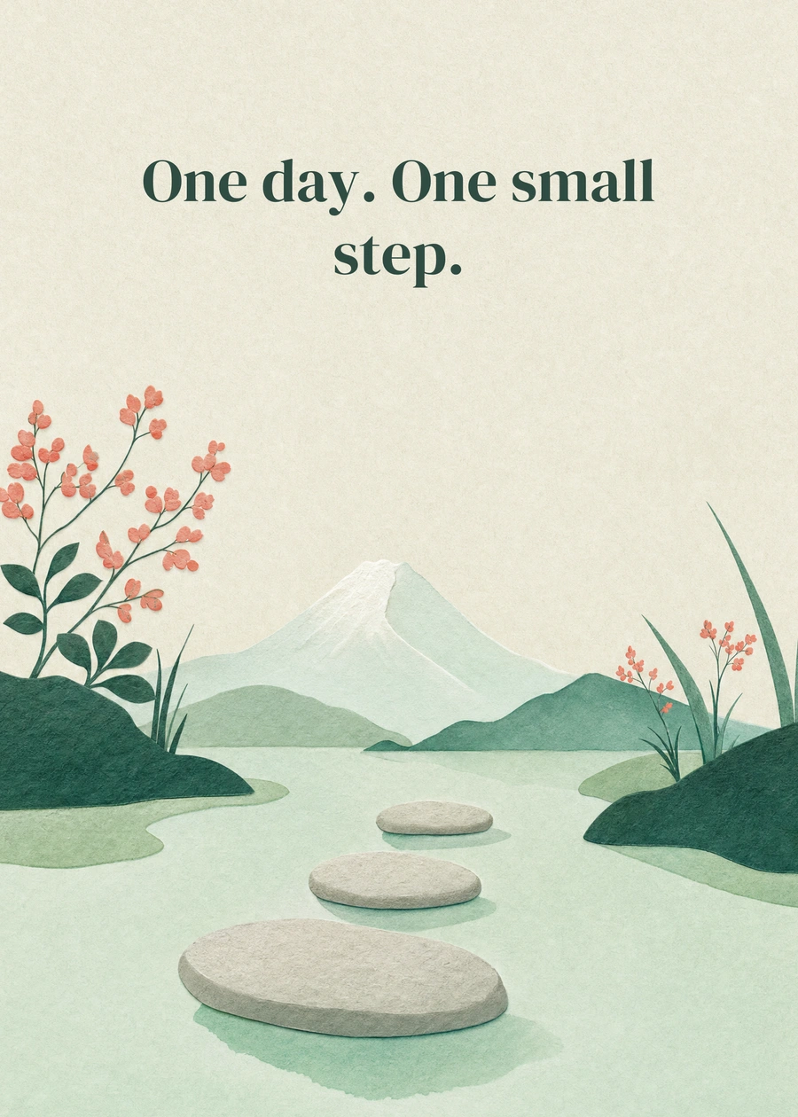 One Small Step greeting card artwork: One day. One small step.