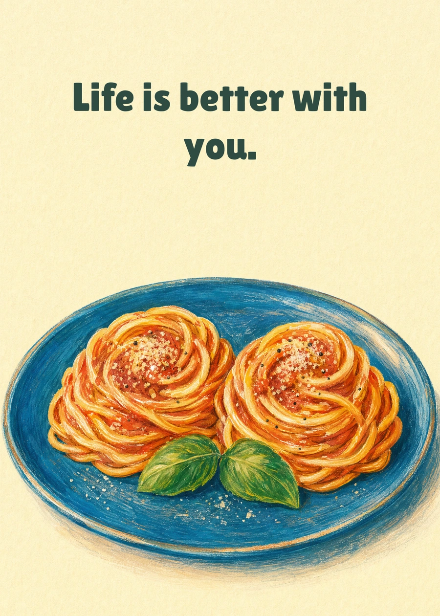 Personalized A Perfect Little Pair Greeting Card front with example wording: Life is better with you.