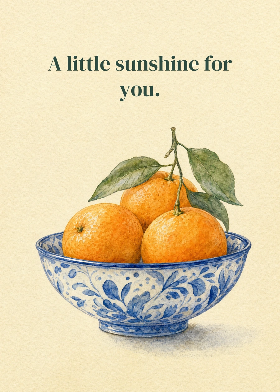 A Bowl of Sunshine greeting card artwork: A little sunshine for you.