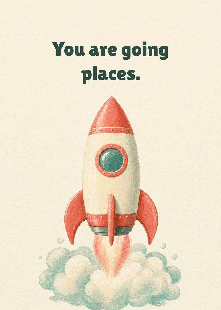 Personalized Ready for Takeoff Greeting Card front with example wording: You are going places.