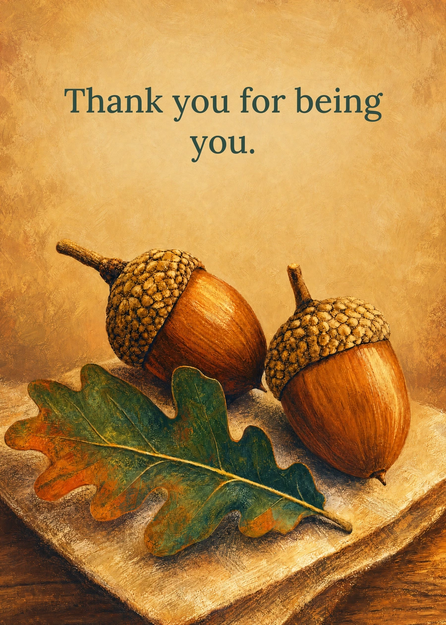 Personalized Deep Roots of Gratitude Greeting Card front with example wording: Thank you for being you.