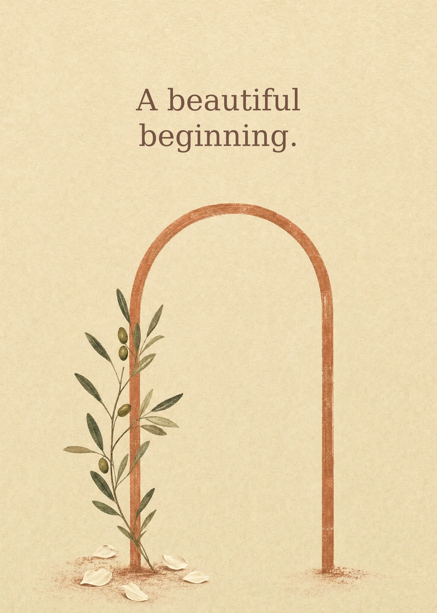 A Beautiful Beginning greeting card artwork: A beautiful beginning.