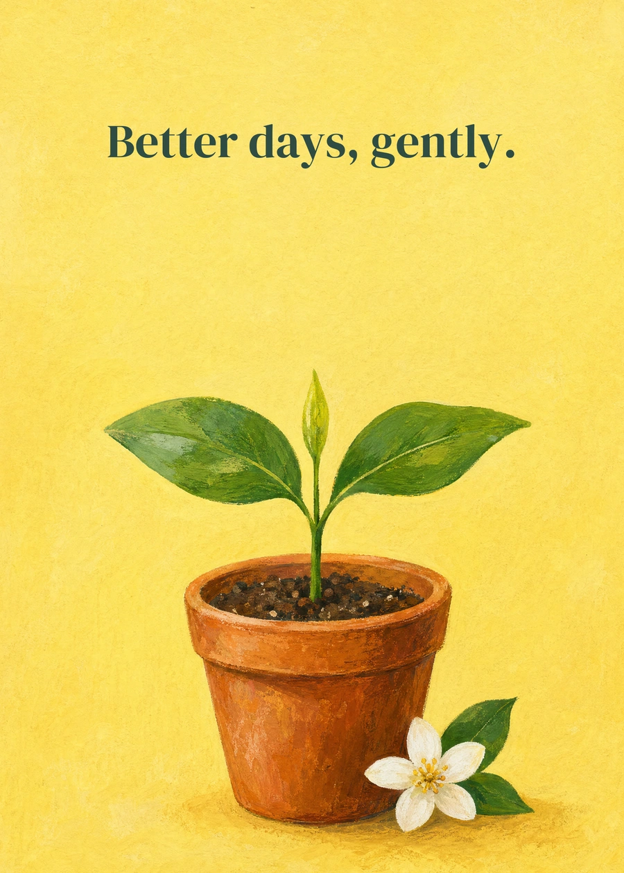 Little Signs of Hope greeting card artwork: Better days, gently.