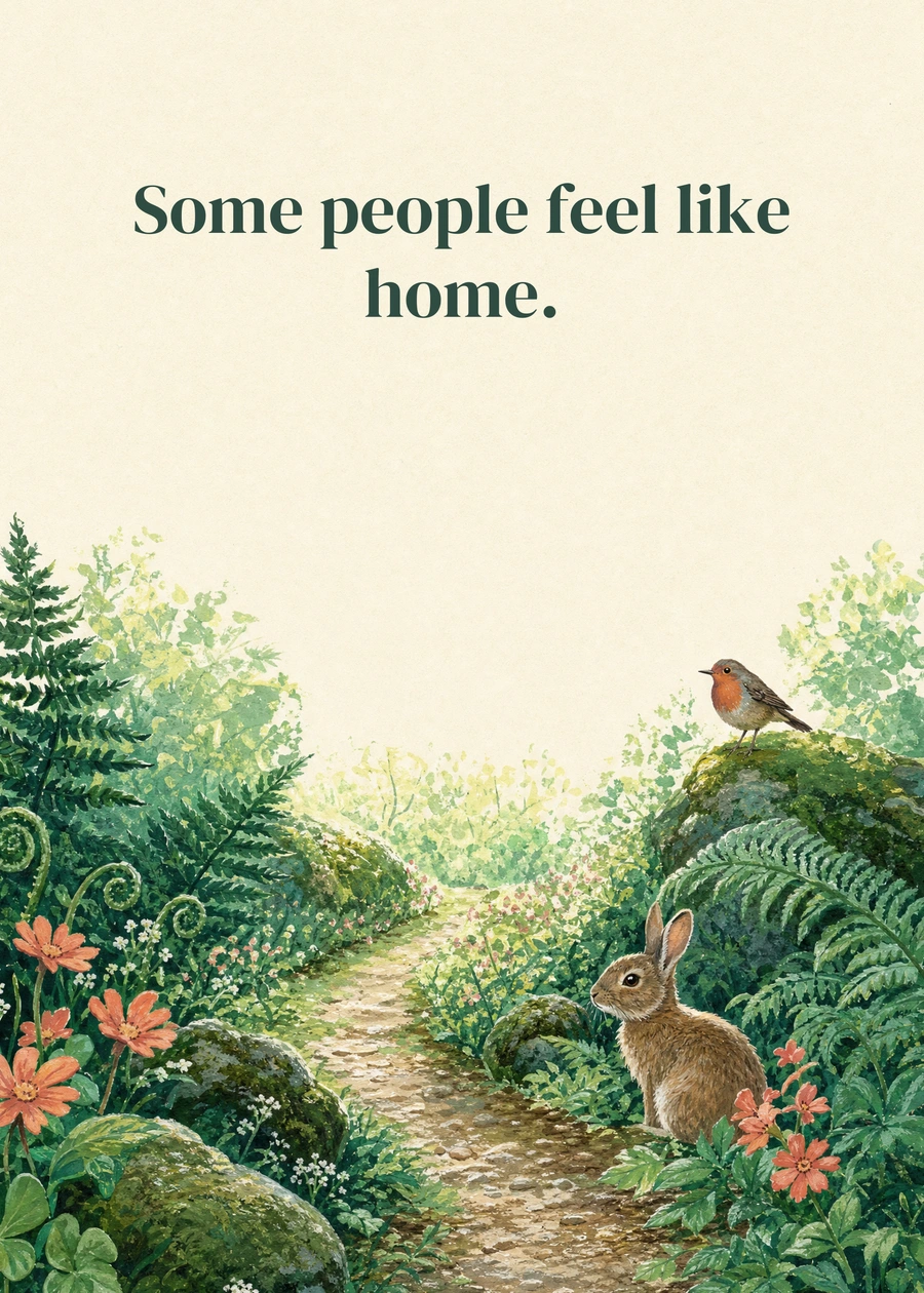 Personalized The Way Back to You Greeting Card front with example wording: Some people feel like home.