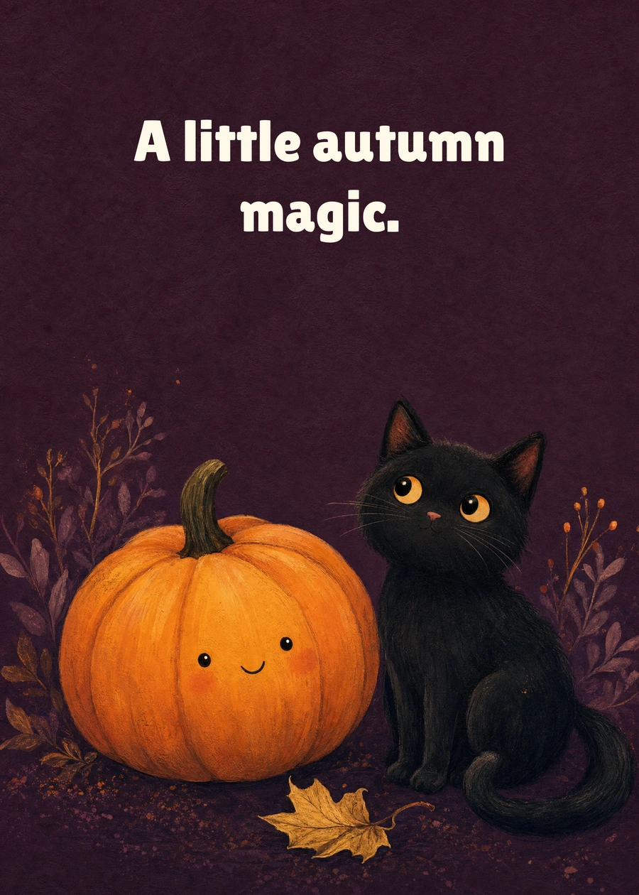 A Little Pumpkin Magic greeting card artwork: A little autumn magic.