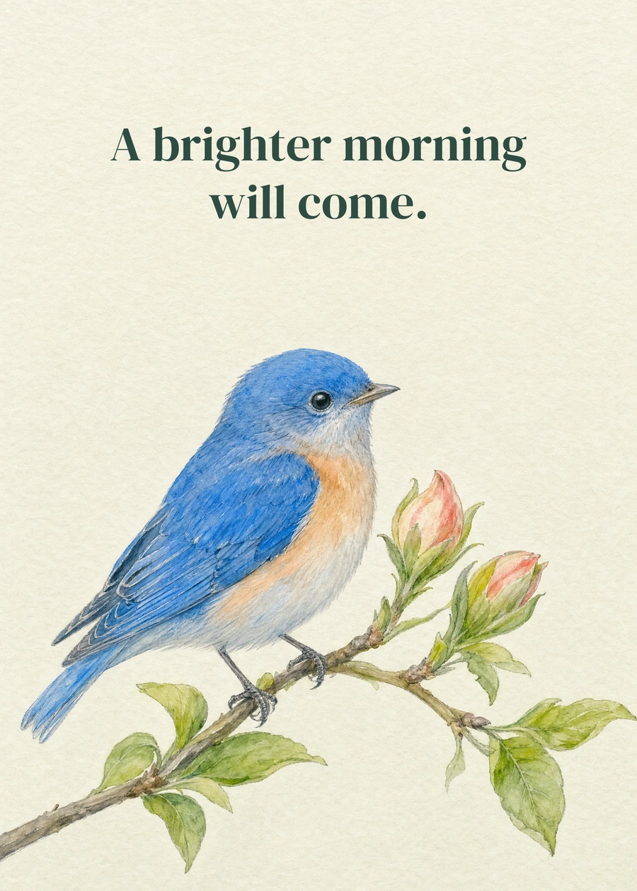 A Better Morning greeting card artwork: A brighter morning will come.