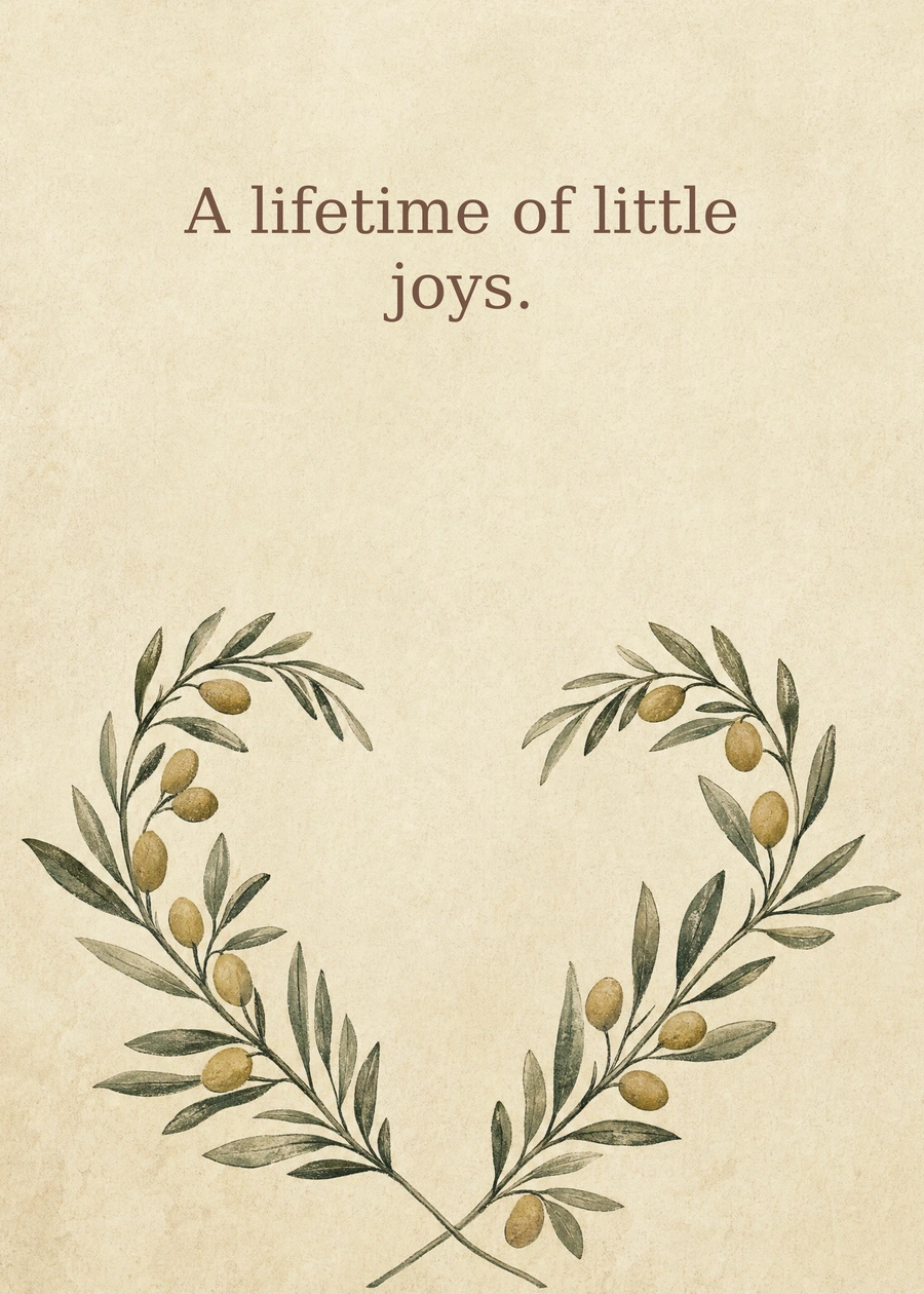 Rooted in Love greeting card artwork: A lifetime of little joys.