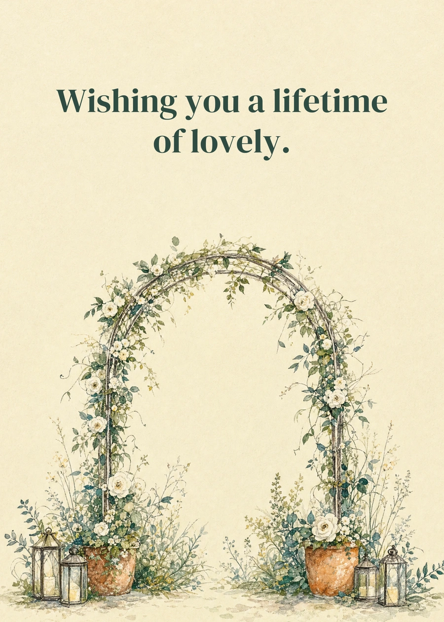 Personalized A Day to Remember Greeting Card front with example wording: Wishing you a lifetime of lovely.