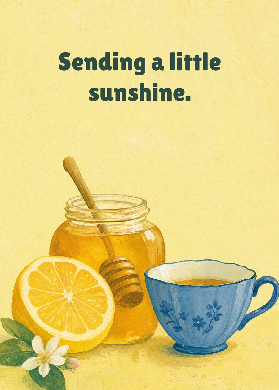 Lemon and Honey greeting card artwork: Sending a little sunshine.