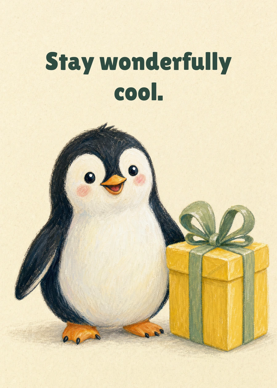 Personalized Birthday, on Ice Greeting Card front with example wording: Stay wonderfully cool.