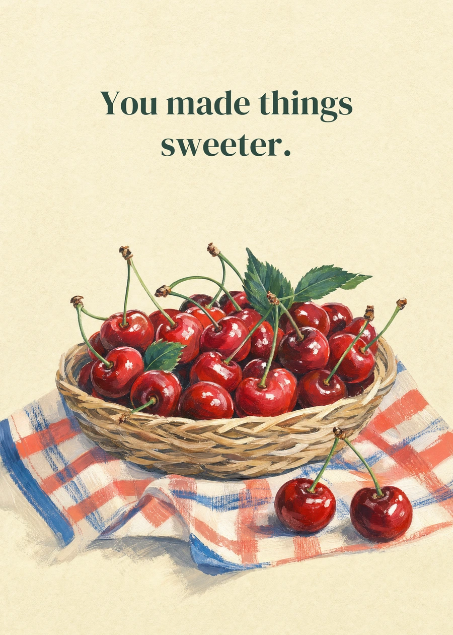 Personalized Sweet Little Thanks Greeting Card front with example wording: You made things sweeter.