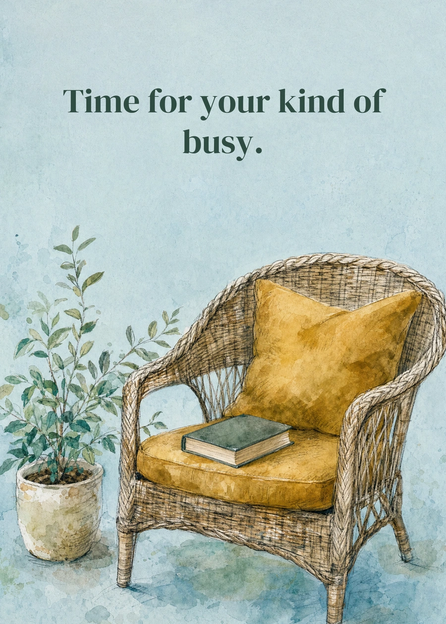 Your Own Kind of Busy greeting card artwork: Time for your kind of busy.