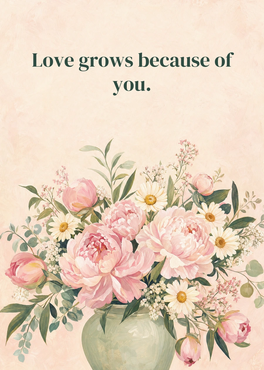 For Your Kind of Love greeting card artwork: Love grows because of you.
