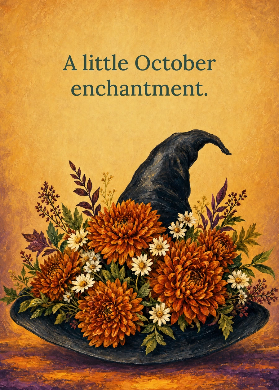 Personalized A Little October Enchantment Greeting Card front with example wording: A little October enchantment.