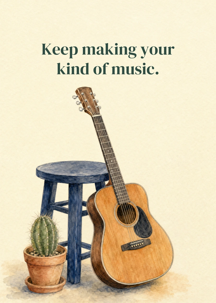 Personalized Birthday in Tune Greeting Card front with example wording: Keep making your kind of music.