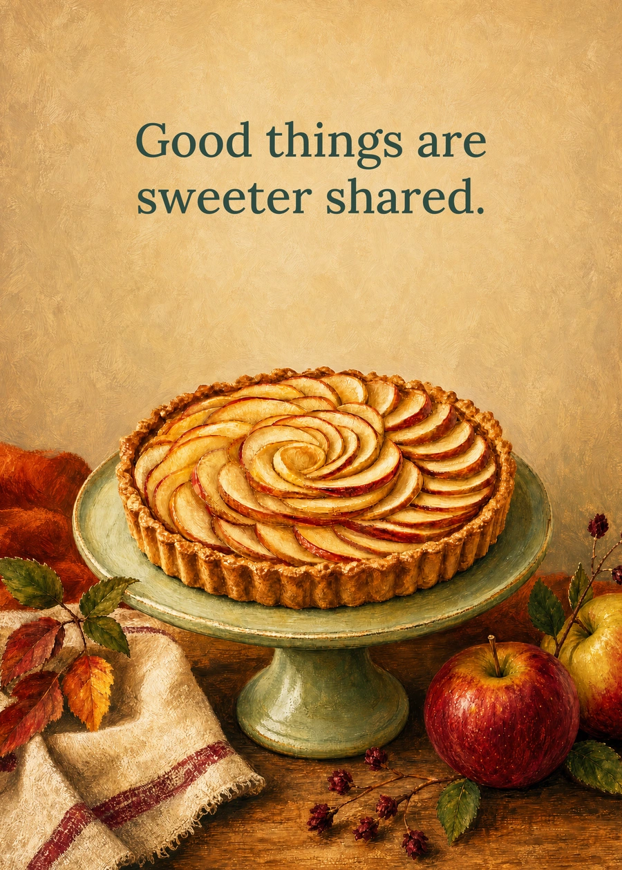 Personalized Something Sweet to Share Greeting Card front with example wording: Good things are sweeter shared.