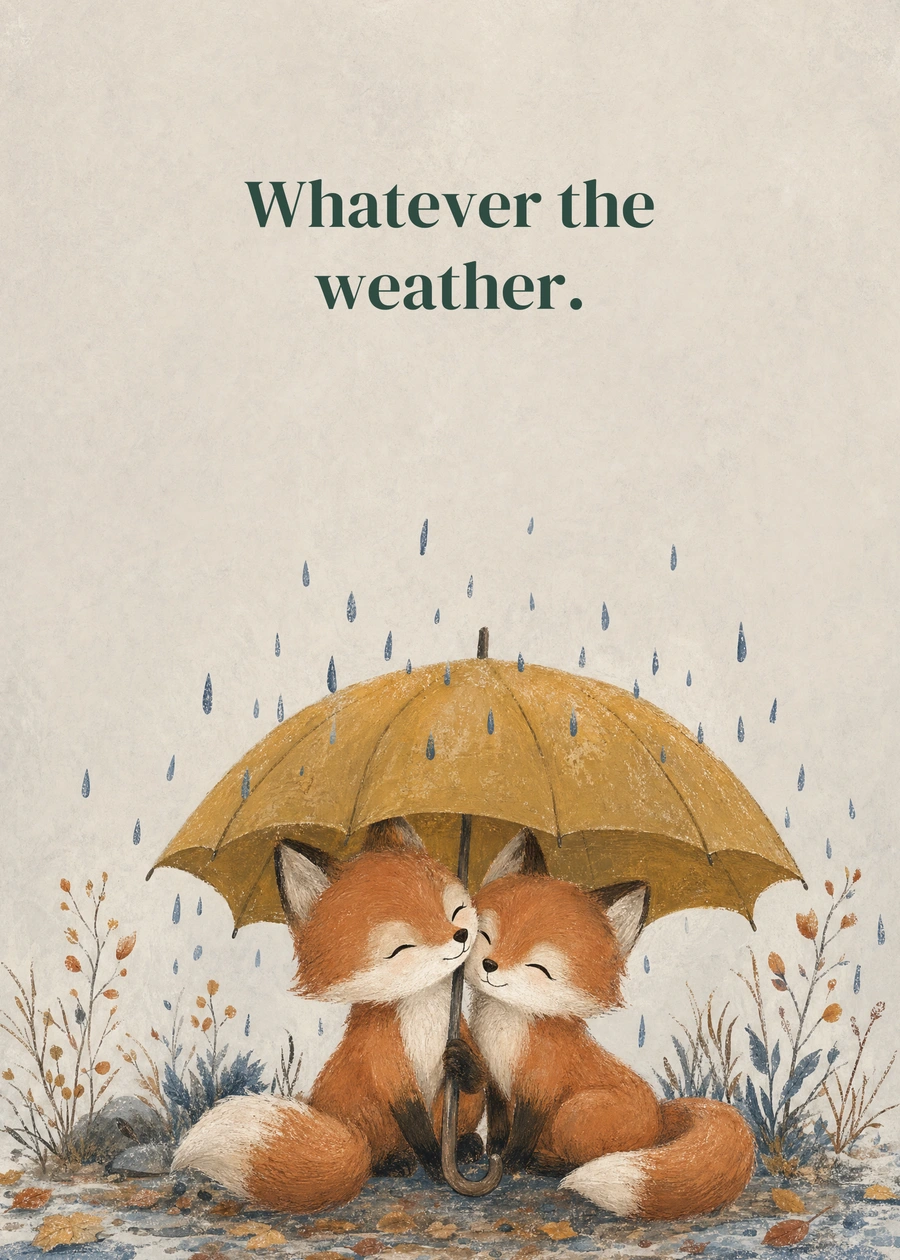 Under One Umbrella greeting card artwork: Whatever the weather.
