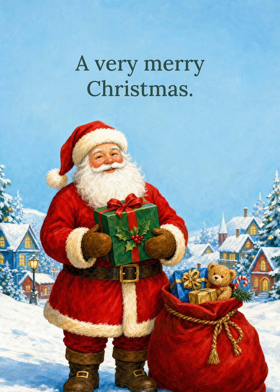 Santa and a Sack of Joy card design