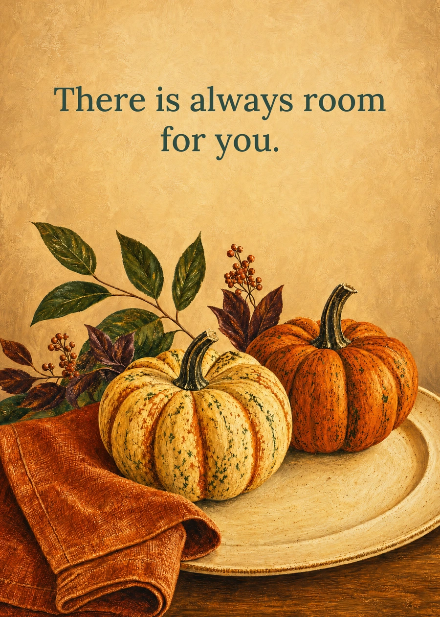Personalized A Place at the Table Greeting Card front with example wording: There is always room for you.
