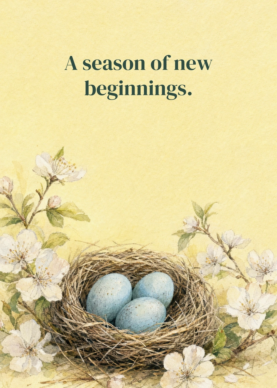 Spring, Softly greeting card artwork: A season of new beginnings.