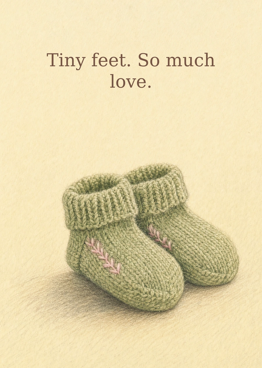 Tiny Socks, Big Love greeting card artwork: Tiny feet. So much love.