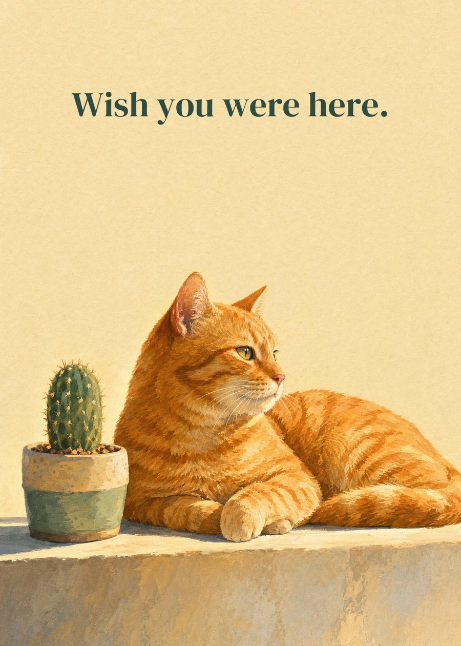 Personalized A Sunny Spot for You Greeting Card front with example wording: Wish you were here.