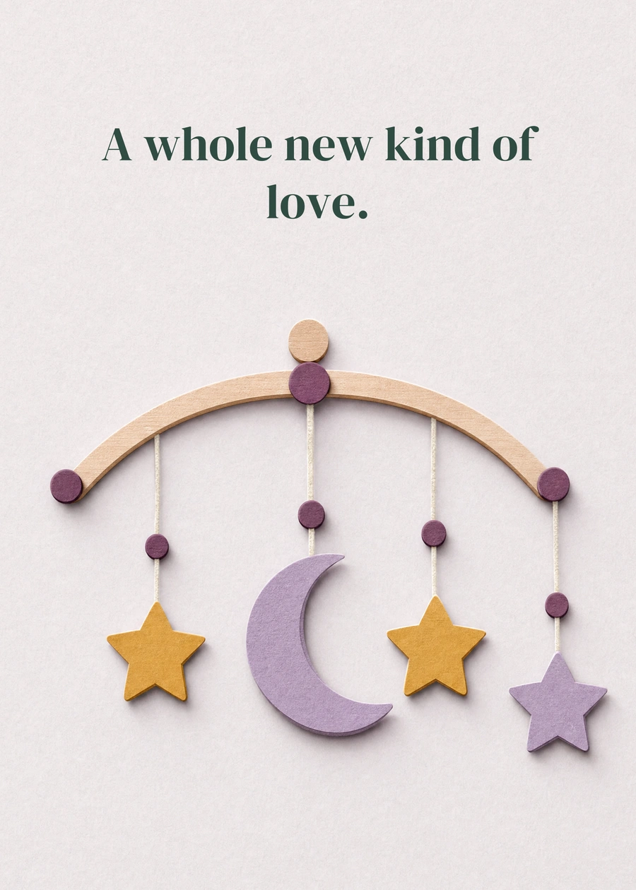 A Little Night of Stars greeting card artwork: A whole new kind of love.