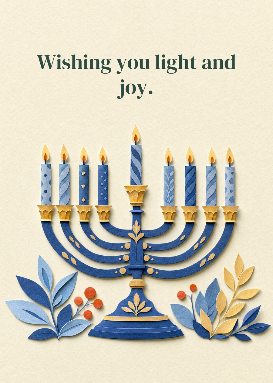 A Little Festival of Light greeting card artwork: Wishing you light and joy.