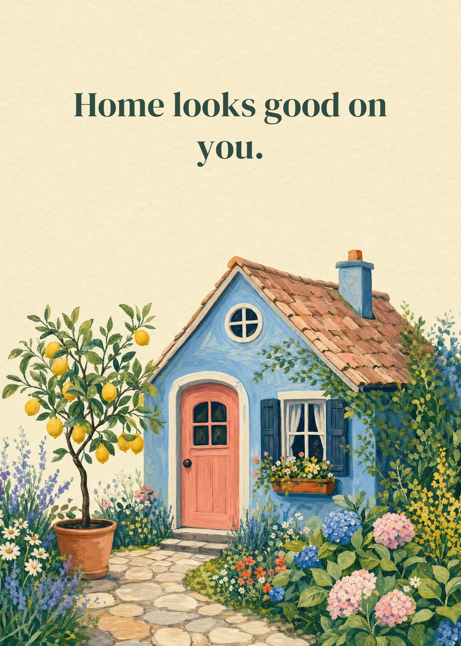 A Place to Call Yours greeting card artwork: Home looks good on you.