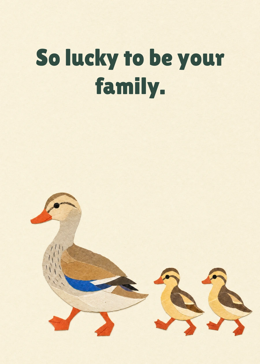 Personalized Our Little Team Greeting Card front with example wording: So lucky to be your family.