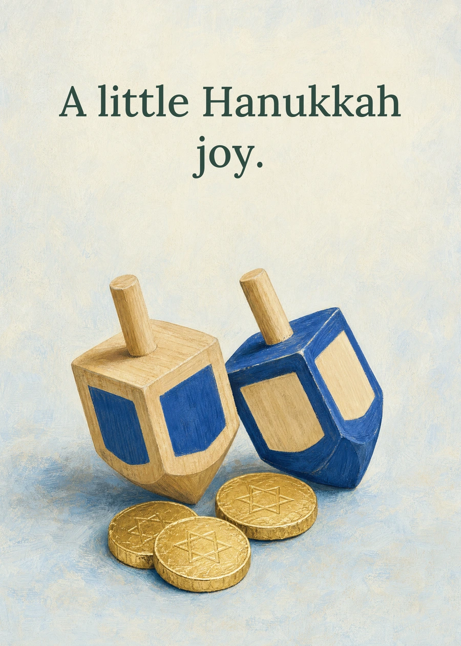 A Little Hanukkah Joy greeting card artwork: A little Hanukkah joy.