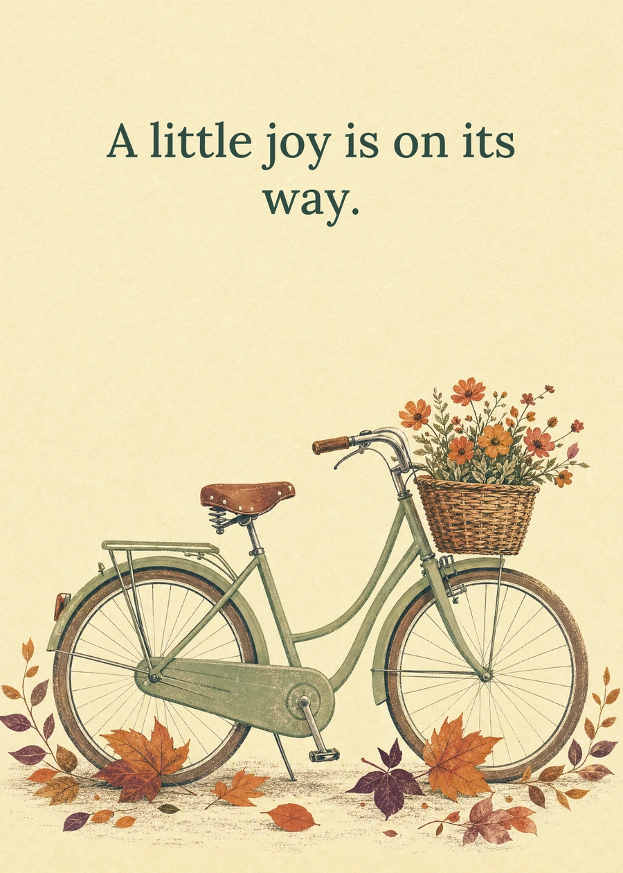 Personalized A Golden Afternoon Ride Greeting Card front with example wording: A little joy is on its way.