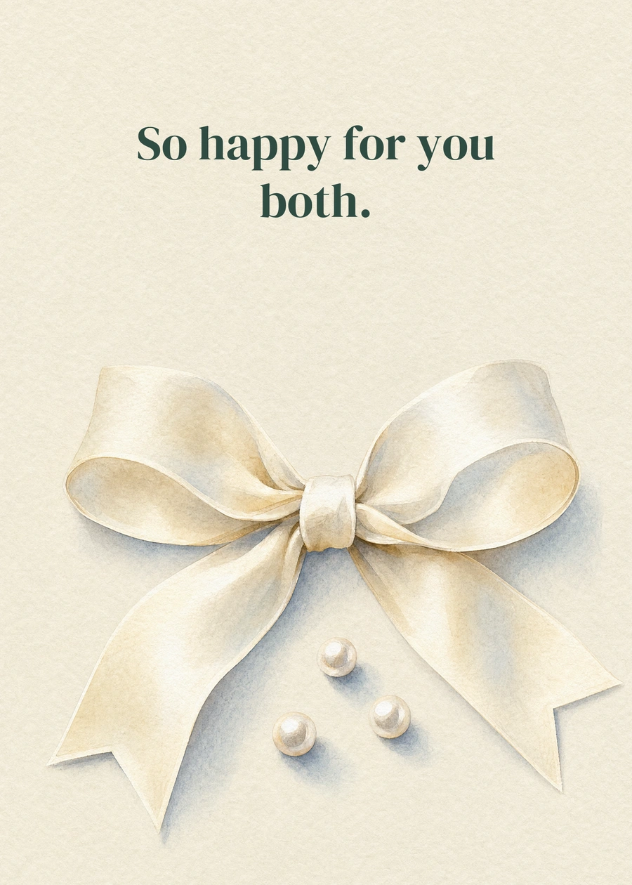 Personalized A Lovely Little Yes Greeting Card front with example wording: So happy for you both.
