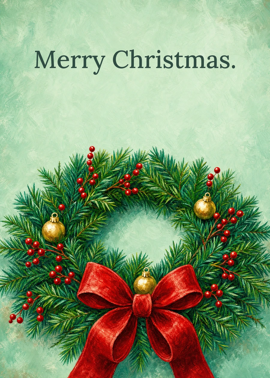 Personalized A Christmas Welcome Greeting Card front with example wording: Merry Christmas.