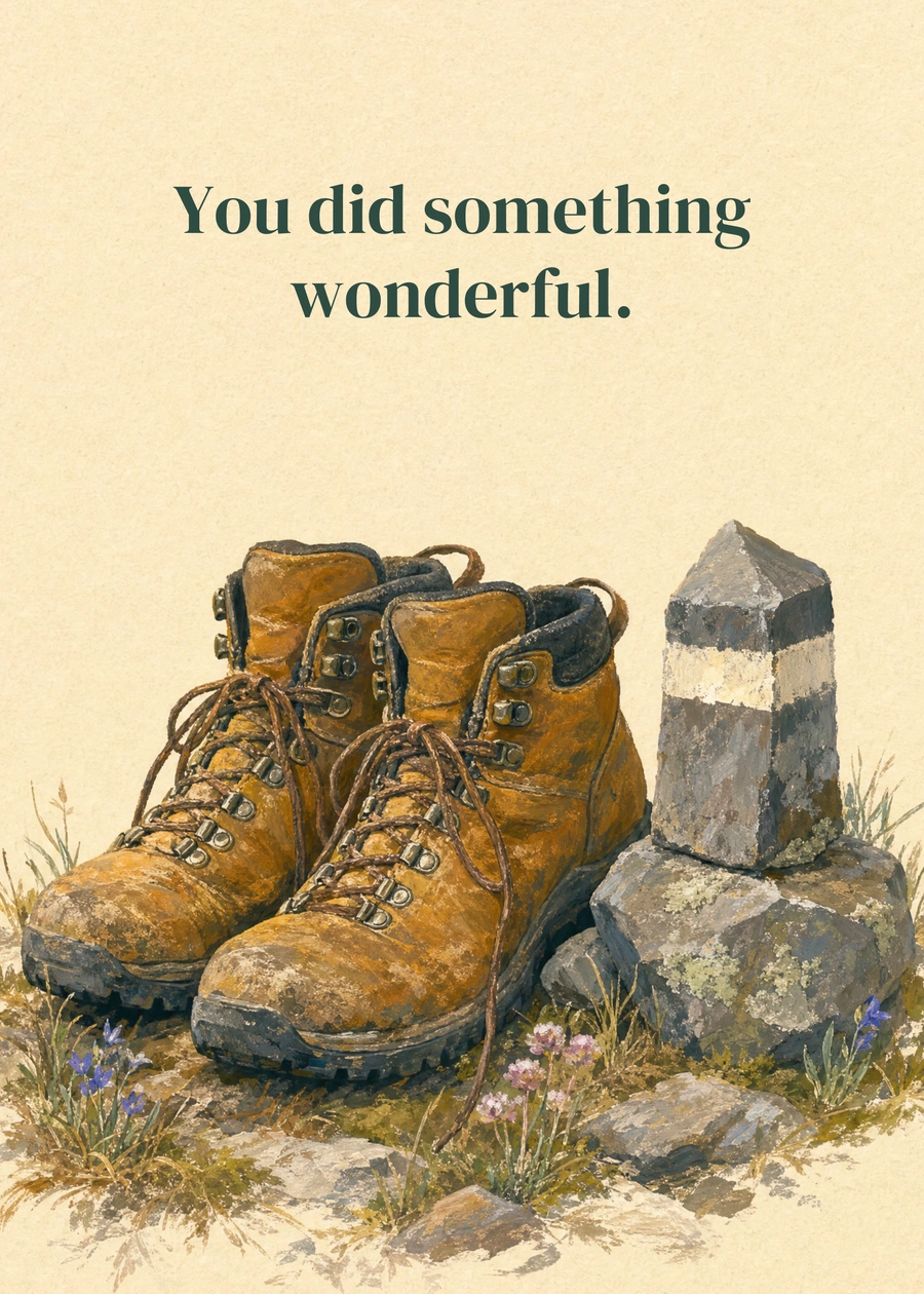 Earned Every Step greeting card artwork: You did something wonderful.