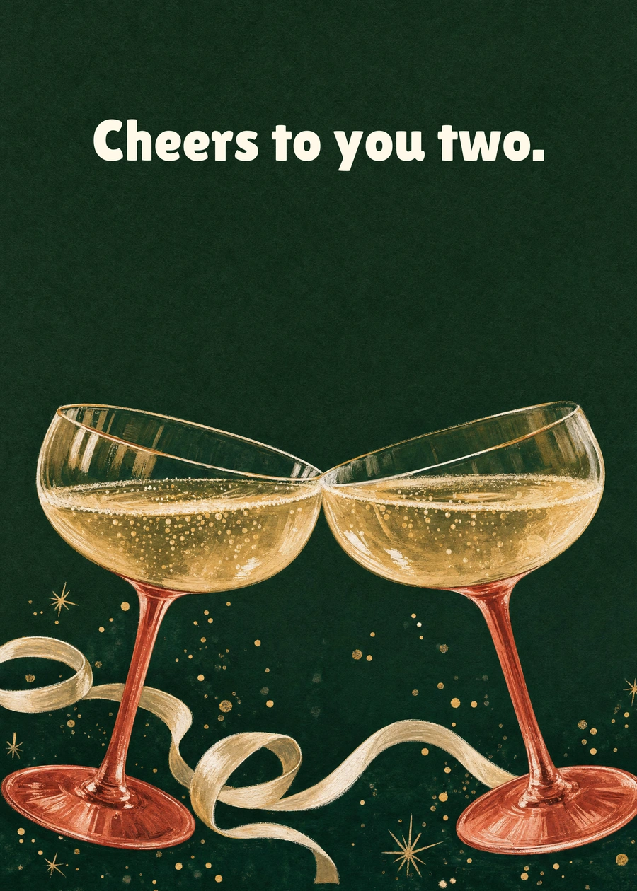 A Toast to You Two greeting card artwork: Cheers to you two.